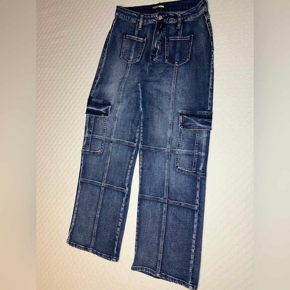 Fashion Nova Dark Blue Flare Jeans